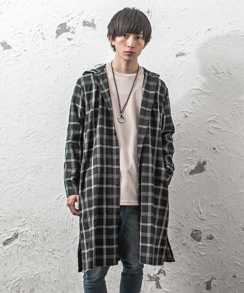 MinoriTY（マイノリティ）の「フードロングシャツ/長袖（シャツ/ブラウス・メンズ・ブラウン/ブラック/ネイビー・L/M）」の2枚目の写真