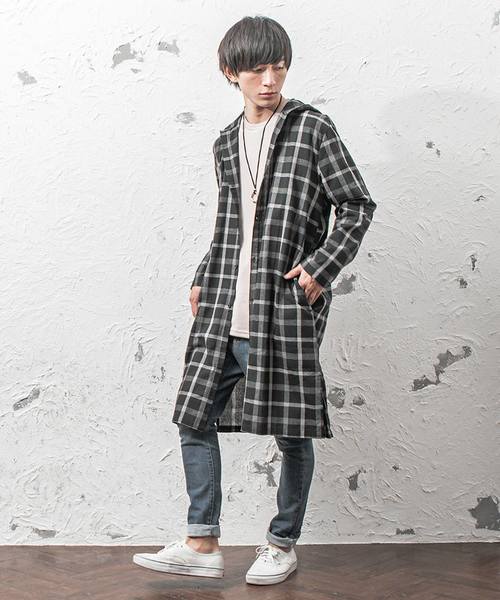 MinoriTY（マイノリティ）の「フードロングシャツ/長袖（シャツ/ブラウス・メンズ・ブラウン/ブラック/ネイビー・L/M）」の4枚目の写真