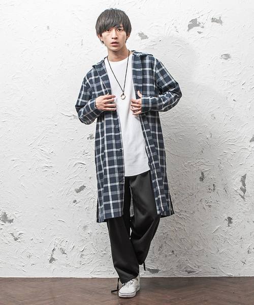 MinoriTY（マイノリティ）の「フードロングシャツ/長袖（シャツ/ブラウス・メンズ・ブラウン/ブラック/ネイビー・L/M）」の6枚目の写真