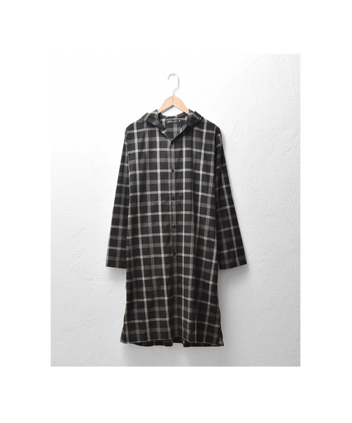 MinoriTY（マイノリティ）の「フードロングシャツ/長袖（シャツ/ブラウス・メンズ・ブラウン/ブラック/ネイビー・L/M）」の9枚目の写真