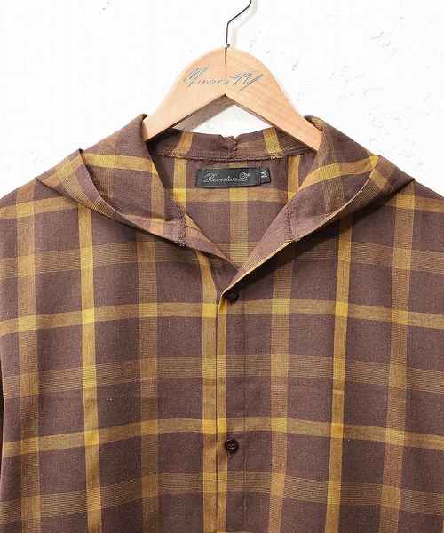 MinoriTY（マイノリティ）の「フードロングシャツ/長袖（シャツ/ブラウス・メンズ・ブラウン/ブラック/ネイビー・L/M）」の12枚目の写真