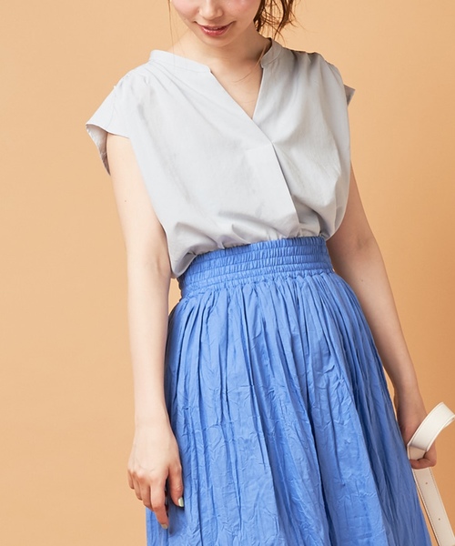 natural couture（ナチュラルクチュール）の「ＰＰお上品スキッパーブラウス（シャツ/ブラウス・レディース・サックスブルー/その他1/その他2/その他3/ベージュ/オフホワイト・FREE）」の4枚目の写真
