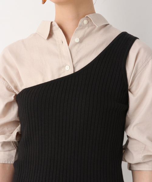 GLOBAL WORK（グローバルワーク）の「洗えるワンショルベスト/839030（ベスト・レディース・ブラック/オフホワイト/ベージュ系その他3・FREE）」の4枚目の写真