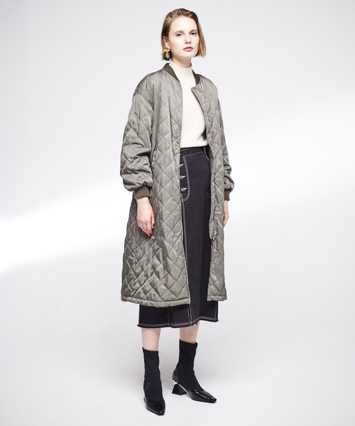 LADYMADE(レディメイド)の「キルティングロングブルゾン(ブルゾン)」|カーキ