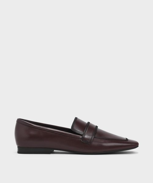 CHARLES & KEITH（チャールズ & キース）の「ステッチディテール スクエアトゥローファー / Stitch Detail Square Toe Loafers（ローファー・レディース・ブラック/ブラウン・22.5cm/23cm/23.5cm/24.5cm/25cm/25.5cm）」の2枚目の写真