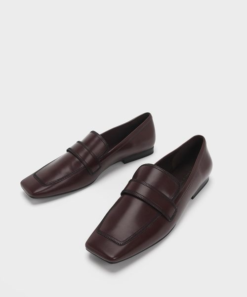 CHARLES & KEITH（チャールズ & キース）の「ステッチディテール スクエアトゥローファー / Stitch Detail Square Toe Loafers（ローファー・レディース・ブラック/ブラウン・22.5cm/23cm/23.5cm/24.5cm/25cm/25.5cm）」の9枚目の写真