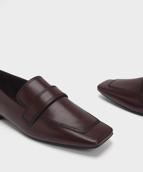 CHARLES & KEITH（チャールズ & キース）の「ステッチディテール スクエアトゥローファー / Stitch Detail Square Toe Loafers（ローファー・レディース・ブラック/ブラウン・22.5cm/23cm/23.5cm/24.5cm/25cm/25.5cm）」の11枚目の写真