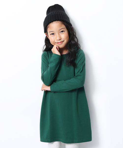 devirock（デビロック）の「Aライン長袖ワンピース（ワンピース・キッズ・ホワイト/ブラック/杢グレー/ネイビー/ブルーグレー/ブルー系その他/グリーン系その他/カーキ/ラベンダー/レッド系その他/パープル系その他/ピンク系その他/モカ/ライトブラウン/イエロー系その他/レッド系その他2/スモークピンク/イエロー系その他2・80ｃｍ/90cm/100cm/110cm/120cm/130cm/140cm/150cm/160cm）」の8枚目の写真