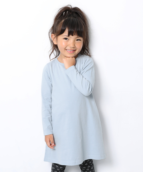 devirock（デビロック）の「Aライン長袖ワンピース（ワンピース・キッズ・ホワイト/ブラック/杢グレー/ネイビー/ブルーグレー/ブルー系その他/グリーン系その他/カーキ/ラベンダー/レッド系その他/パープル系その他/ピンク系その他/モカ/ライトブラウン/イエロー系その他/レッド系その他2/スモークピンク/イエロー系その他2・80ｃｍ/90cm/100cm/110cm/120cm/130cm/140cm/150cm/160cm）」の10枚目の写真