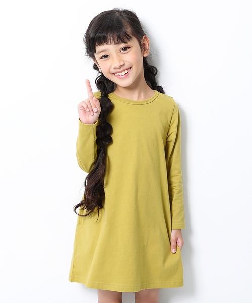 devirock（デビロック）の「Aライン長袖ワンピース（ワンピース・キッズ・ホワイト/ブラック/杢グレー/ネイビー/ブルーグレー/ブルー系その他/グリーン系その他/カーキ/ラベンダー/レッド系その他/パープル系その他/ピンク系その他/モカ/ライトブラウン/イエロー系その他/レッド系その他2/スモークピンク/イエロー系その他2・80ｃｍ/90cm/100cm/110cm/120cm/130cm/140cm/150cm/160cm）」の13枚目の写真