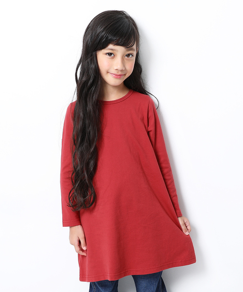 devirock（デビロック）の「Aライン長袖ワンピース（ワンピース・キッズ・ホワイト/ブラック/杢グレー/ネイビー/ブルーグレー/ブルー系その他/グリーン系その他/カーキ/ラベンダー/レッド系その他/パープル系その他/ピンク系その他/モカ/ライトブラウン/イエロー系その他/レッド系その他2/スモークピンク/イエロー系その他2・80ｃｍ/90cm/100cm/110cm/120cm/130cm/140cm/150cm/160cm）」の17枚目の写真