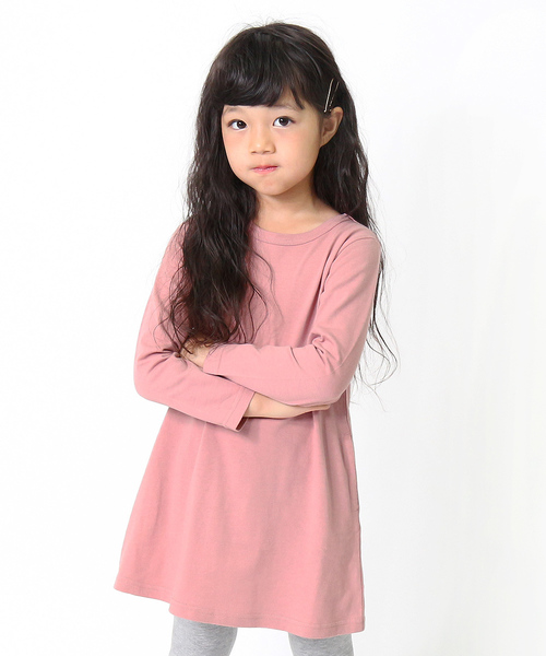 devirock（デビロック）の「Aライン長袖ワンピース（ワンピース・キッズ・ホワイト/ブラック/杢グレー/ネイビー/ブルーグレー/ブルー系その他/グリーン系その他/カーキ/ラベンダー/レッド系その他/パープル系その他/ピンク系その他/モカ/ライトブラウン/イエロー系その他/レッド系その他2/スモークピンク/イエロー系その他2・80ｃｍ/90cm/100cm/110cm/120cm/130cm/140cm/150cm/160cm）」の16枚目の写真