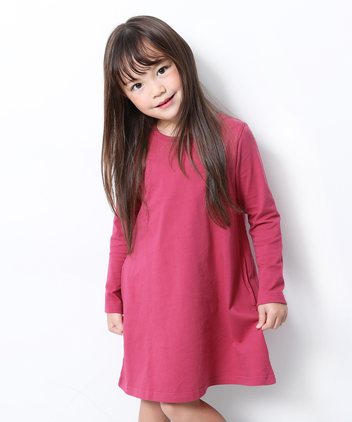 devirock（デビロック）の「Aライン長袖ワンピース（ワンピース・キッズ・ホワイト/ブラック/杢グレー/ネイビー/ブルーグレー/ブルー系その他/グリーン系その他/カーキ/ラベンダー/レッド系その他/パープル系その他/ピンク系その他/モカ/ライトブラウン/イエロー系その他/レッド系その他2/スモークピンク/イエロー系その他2・80ｃｍ/90cm/100cm/110cm/120cm/130cm/140cm/150cm/160cm）」の18枚目の写真