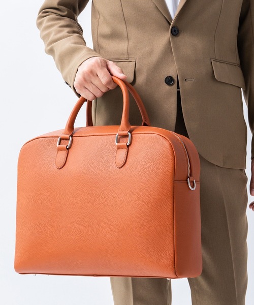 MURA（ムラ）の「大容量12L ダブルジッパー シュリンクレザー ビジネス ブリーフケース（ビジネスバッグ・メンズ・ブラック/ネイビー/キャメル・FREE）」の11枚目の写真