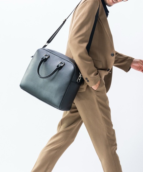 MURA（ムラ）の「大容量12L ダブルジッパー シュリンクレザー ビジネス ブリーフケース（ビジネスバッグ・メンズ・ブラック/ネイビー/キャメル・FREE）」の13枚目の写真