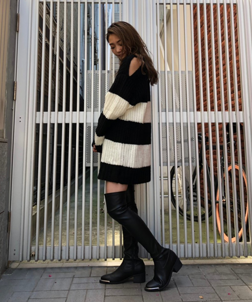 ENVYM（アンビー）の「ボーダーＫＮＩＴ ＰＯ（ニット/セーター・レディース・ホワイト/ベージュ・FREE）」の5枚目の写真