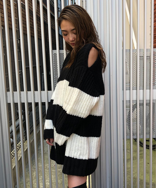 ENVYM（アンビー）の「ボーダーＫＮＩＴ ＰＯ（ニット/セーター・レディース・ホワイト/ベージュ・FREE）」の6枚目の写真