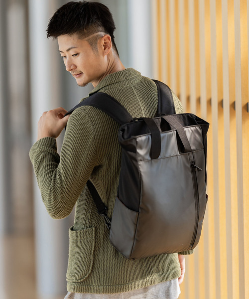 MURA（ムラ）の「サステナブル エコ素材 撥水加工 2way 15型PC対応 縦型 トートバッグ（トートバッグ・メンズ・ブラック・FREE）」の7枚目の写真