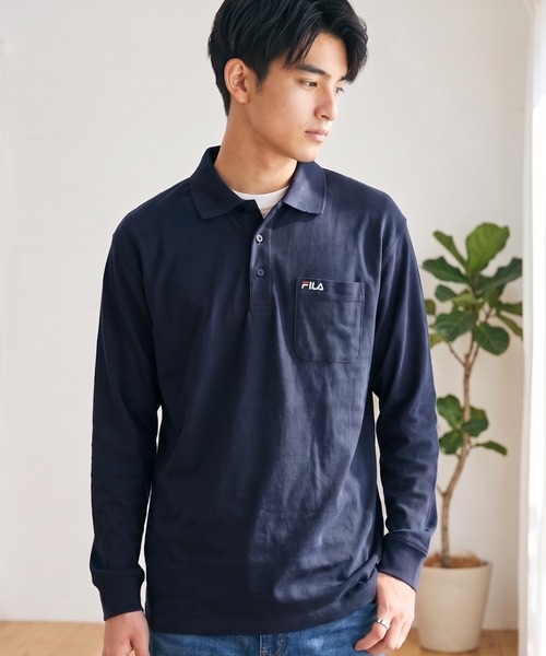 FILA(フィラ)の「【FILA/フィラ】ポロシャツ 長袖 綿100% ポケット付き ボタンダウン ワンポイント刺繍ロゴ(ポロシャツ・メンズ・ホワイト/ブラック/ネイビー/杢グレー/ダークグリーン/ネイビー系1・LL/M/L/3L)」の6枚目の写真