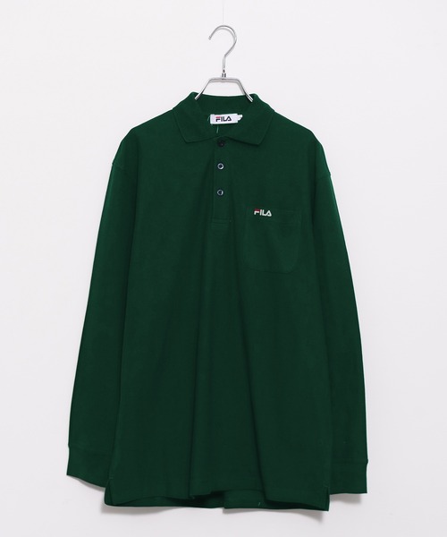 FILA（フィラ）の「【FILA/フィラ】ワンポイント ロゴ刺繍 綿100% ポケット付き ハーフボタンダウン 長袖 ポロシャツ（ポロシャツ・メンズ・ダークグリーン/ブラック/杢グレー/ネイビー/ホワイト・M/L/LL/3L）」の4枚目の写真
