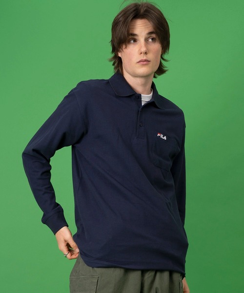FILA（フィラ）の「【FILA/フィラ】ワンポイント ロゴ刺繍 綿100% ポケット付き ハーフボタンダウン 長袖 ポロシャツ（ポロシャツ・メンズ・ダークグリーン/ブラック/杢グレー/ネイビー/ホワイト・M/L/LL/3L）」の13枚目の写真