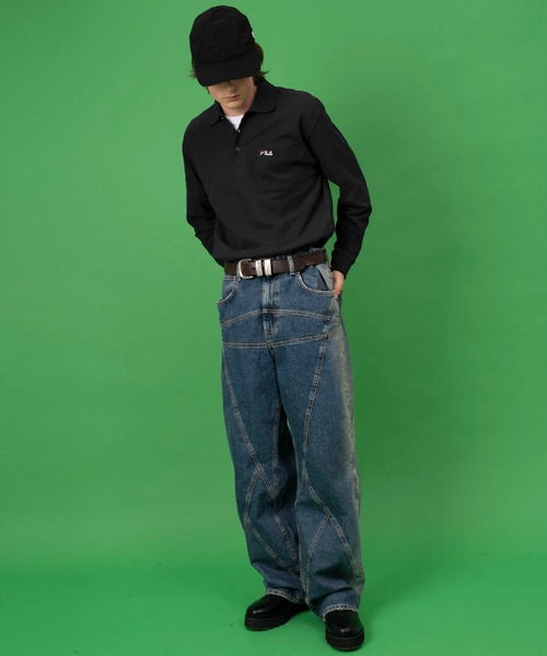 FILA（フィラ）の「【FILA/フィラ】ワンポイント ロゴ刺繍 綿100% ポケット付き ハーフボタンダウン 長袖 ポロシャツ（ポロシャツ・メンズ・ダークグリーン/ブラック/杢グレー/ネイビー/ホワイト・M/L/LL/3L）」の12枚目の写真