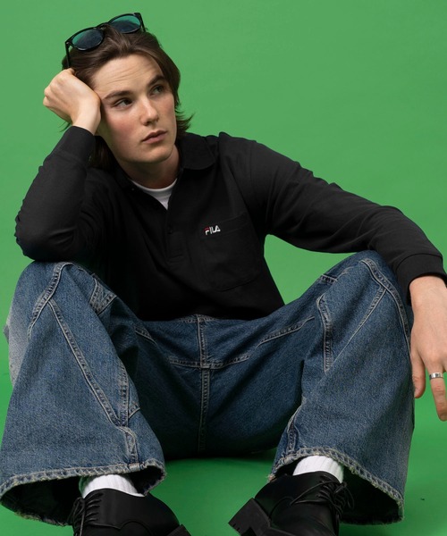 FILA（フィラ）の「【FILA/フィラ】ワンポイント ロゴ刺繍 綿100% ポケット付き ハーフボタンダウン 長袖 ポロシャツ（ポロシャツ・メンズ・ダークグリーン/ブラック/杢グレー/ネイビー/ホワイト・M/L/LL/3L）」の9枚目の写真