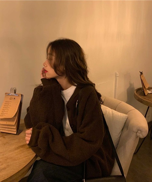 MANGROVE（マングローブ）の「【MANROVE SELECT】ドロップショルダーボアカーデ（ブルゾン・レディース・ベージュ/ブラウン・FREE）」の14枚目の写真