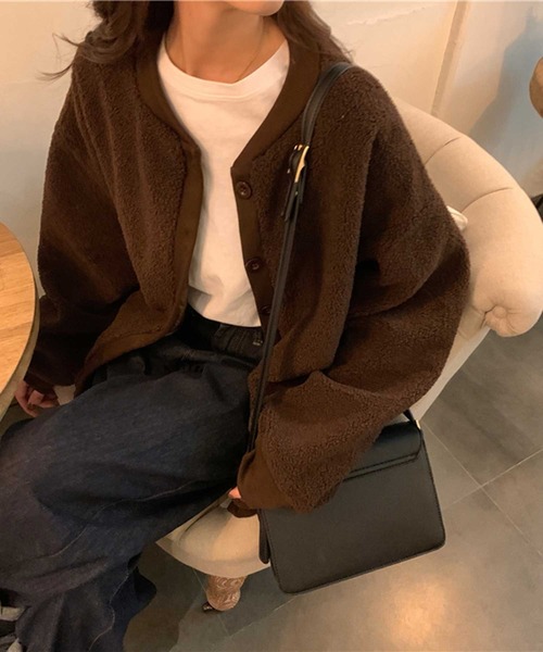 MANGROVE（マングローブ）の「【MANROVE SELECT】ドロップショルダーボアカーデ（ブルゾン・レディース・ベージュ/ブラウン・FREE）」の22枚目の写真