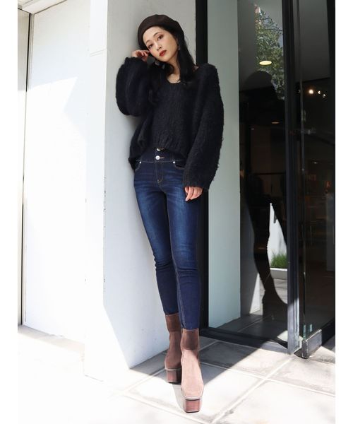 EMODA（エモダ）の「【ELDER】FIXハイウエストデニム（デニムパンツ・レディース・インディゴブルー/ブルー/ブラック・X-SMALL/MEDIUM/SMALL）」の10枚目の写真