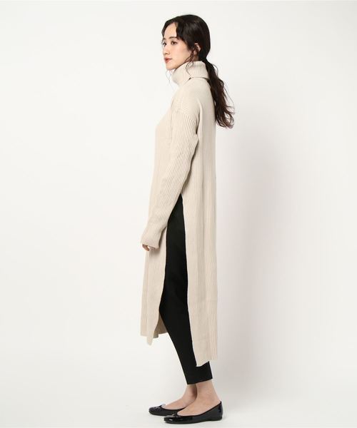 fifth（フィフス）の「バックロングサイドスリットリブニットワンピース（ワンピース・レディース・ベージュ/ブラウン・MEDIUM）」の3枚目の写真