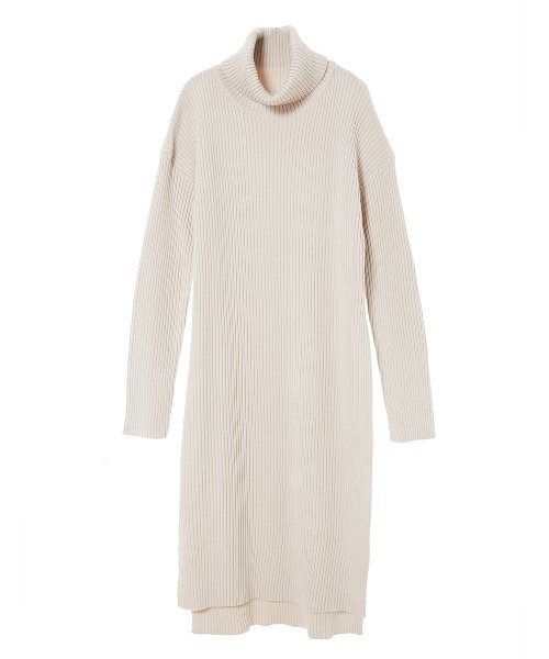 fifth（フィフス）の「バックロングサイドスリットリブニットワンピース（ワンピース・レディース・ベージュ/ブラウン・MEDIUM）」の5枚目の写真