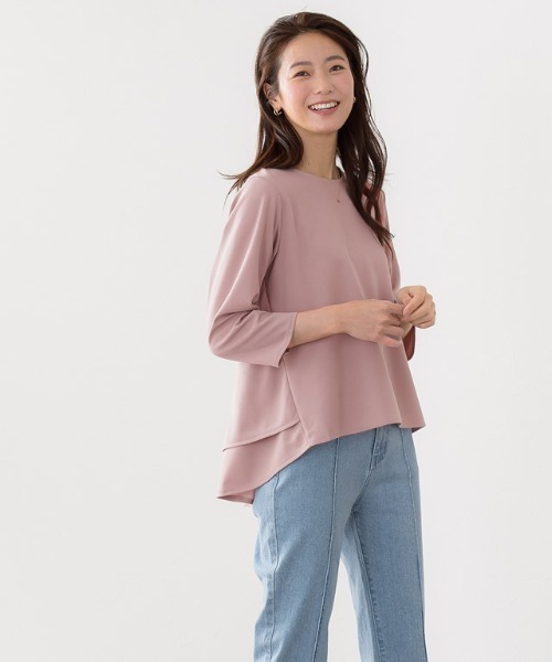 Pierrot（ピエロ）の「バックフレアデザインTブラウス（シャツ/ブラウス・レディース・オフホワイト/ブルー/ネイビー/グレー系その他/ミント/ブラック/ブルー系その他/モカ/ピンク/ライトピンク/スモークピンク/ピンク系その他/オレンジ/ホワイト/ローズ/ライトグレー/ブルー系その他2・L/M）」の14枚目の写真