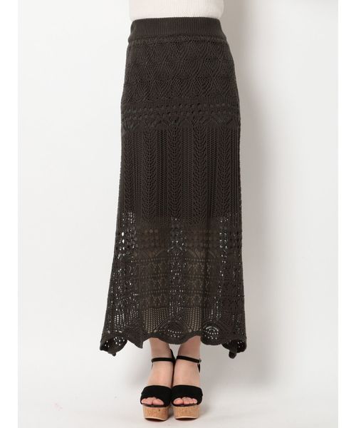 dazzlin（ダズリン）の「クロシェスカラップニットスカート（スカート・レディース・ダークブラウン/オフホワイト/グリーン/モカ・FREE）」の18枚目の写真