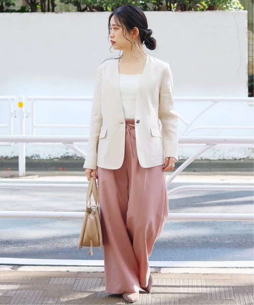 B.C STOCK（ベーセーストック）の「リネンVカラージャケット◆（その他アウター・レディース・ベージュ/ネイビー/アイボリー・SMALL/MEDIUM）」の16枚目の写真