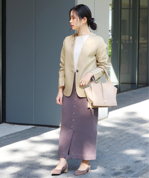 B.C STOCK（ベーセーストック）の「リネンVカラージャケット◆（その他アウター・レディース・ベージュ/ネイビー/アイボリー・SMALL/MEDIUM）」の7枚目の写真