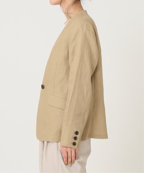 B.C STOCK（ベーセーストック）の「リネンVカラージャケット◆（その他アウター・レディース・ベージュ/ネイビー/アイボリー・SMALL/MEDIUM）」の8枚目の写真