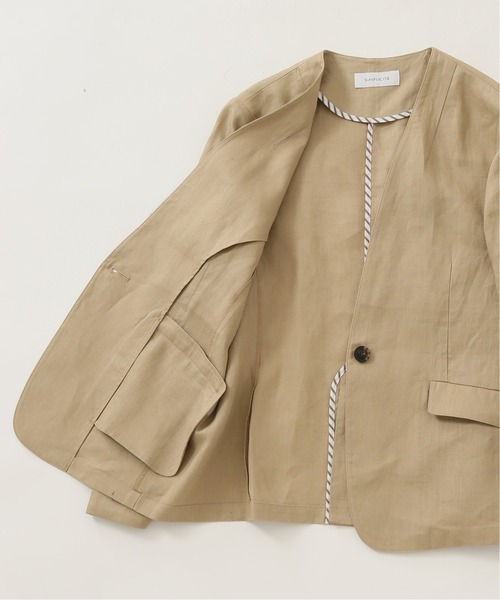 B.C STOCK（ベーセーストック）の「リネンVカラージャケット◆（その他アウター・レディース・ベージュ/ネイビー/アイボリー・SMALL/MEDIUM）」の9枚目の写真