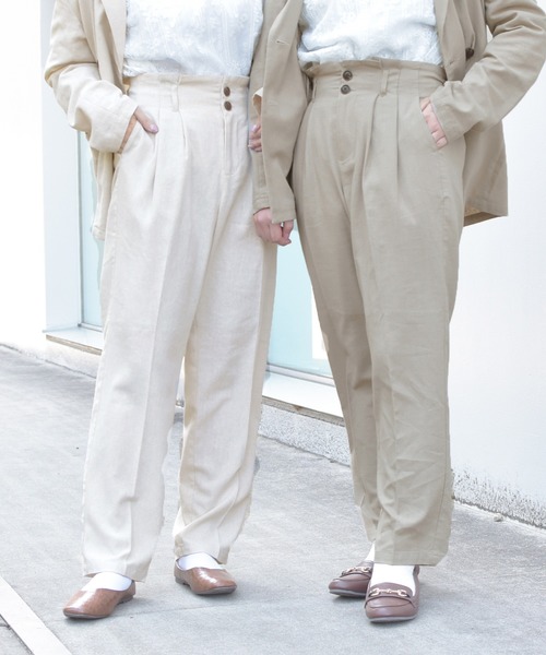 PairPair（ペアペア）の「リネンテーパードパンツ(セットアップ)（その他パンツ・レディース・ベージュ/アイボリー/ブルー系その他・FREE）」の2枚目の写真