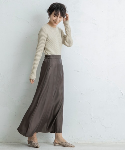 CIENA（シエナ）の「【CIENA】キュプラ調マキシスカート（スカート・レディース・イエロー/オレンジ/ブラウン・FREE）」の2枚目の写真