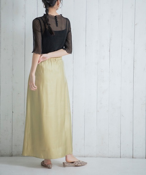 CIENA（シエナ）の「【CIENA】キュプラ調マキシスカート（スカート・レディース・イエロー/オレンジ/ブラウン・FREE）」の14枚目の写真