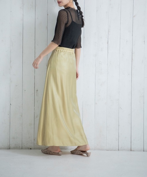 CIENA（シエナ）の「【CIENA】キュプラ調マキシスカート（スカート・レディース・イエロー/オレンジ/ブラウン・FREE）」の15枚目の写真