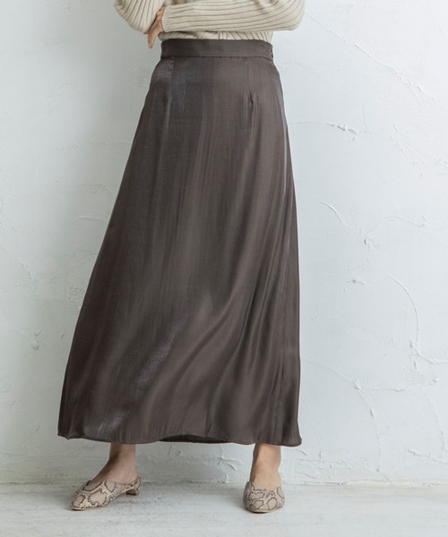 CIENA（シエナ）の「【CIENA】キュプラ調マキシスカート（スカート・レディース・イエロー/オレンジ/ブラウン・FREE）」の4枚目の写真