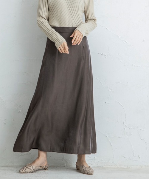 CIENA（シエナ）の「【CIENA】キュプラ調マキシスカート（スカート・レディース・イエロー/オレンジ/ブラウン・FREE）」の5枚目の写真