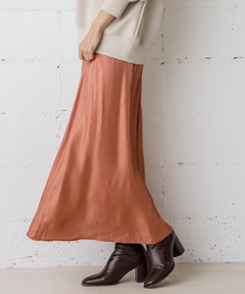 CIENA（シエナ）の「【CIENA】キュプラ調マキシスカート（スカート・レディース・イエロー/オレンジ/ブラウン・FREE）」の7枚目の写真