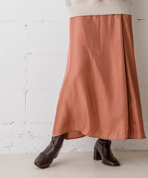 CIENA（シエナ）の「【CIENA】キュプラ調マキシスカート（スカート・レディース・イエロー/オレンジ/ブラウン・FREE）」の13枚目の写真