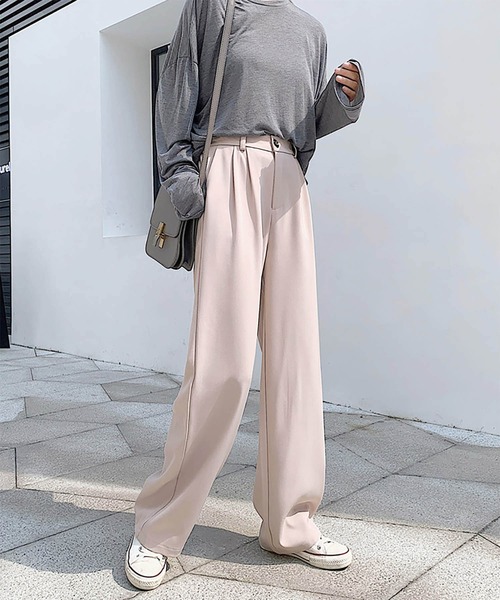 MAISON DE THERESE（メゾン ド テレーズ）の「ハイウエスト美脚ワイドパンツ（その他パンツ・レディース・ブラック/ベージュ/グリーン/グレー/キャメル/ホワイト・S/L/M）」の5枚目の写真
