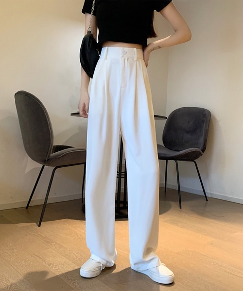 MAISON DE THERESE（メゾン ド テレーズ）の「ハイウエスト美脚ワイドパンツ（その他パンツ・レディース・ブラック/ベージュ/グリーン/グレー/キャメル/ホワイト・S/L/M）」の2枚目の写真