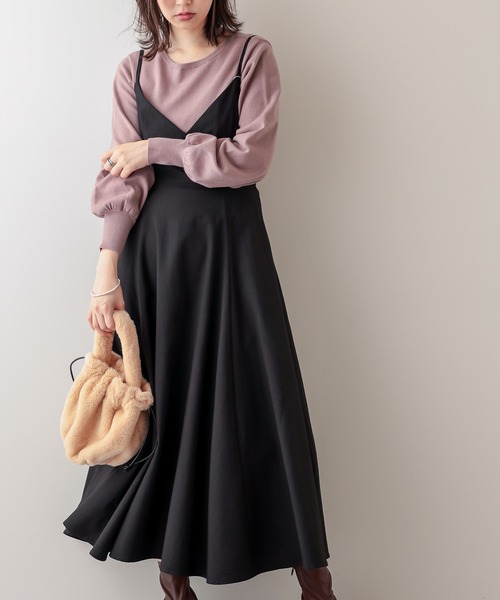 natural couture（ナチュラルクチュール）の「バックリボンキャミワンピース（ワンピース・レディース・ブラック/モカ/その他1/グレイッシュベージュ/チェック・FREE）」の7枚目の写真