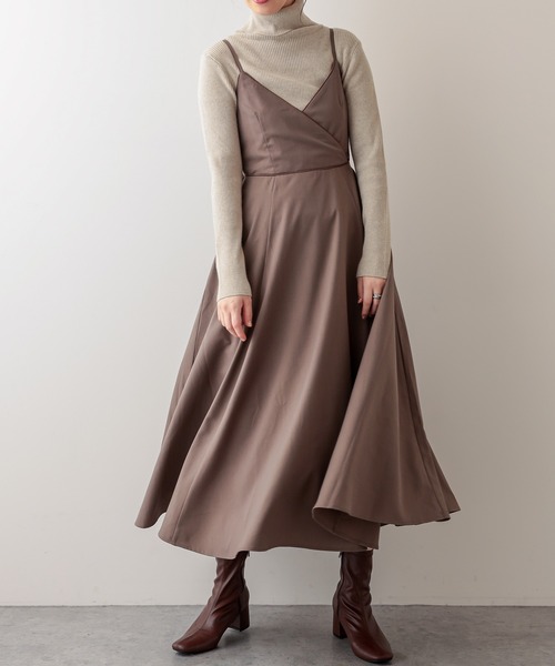 natural couture（ナチュラルクチュール）の「バックリボンキャミワンピース（ワンピース・レディース・ブラック/モカ/その他1/グレイッシュベージュ/チェック・FREE）」の10枚目の写真